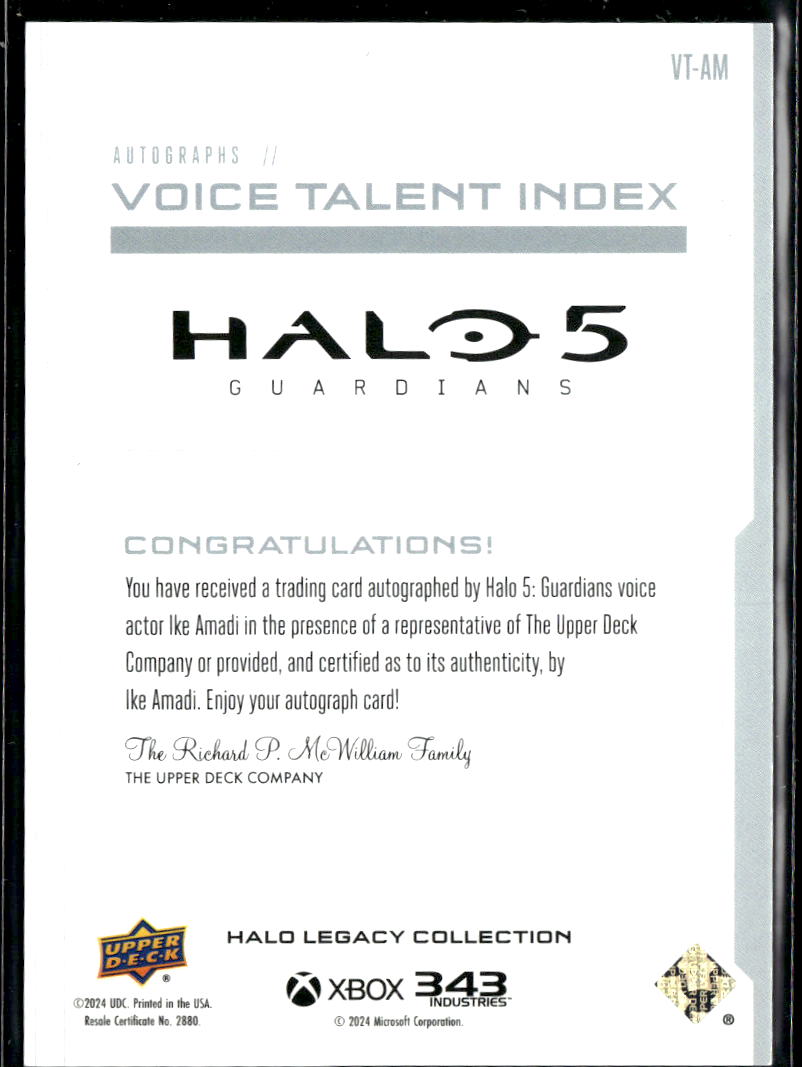 Ike Amadi as Jameson Locke 2024 Upper Deck Halo Legacy Auto Autograph