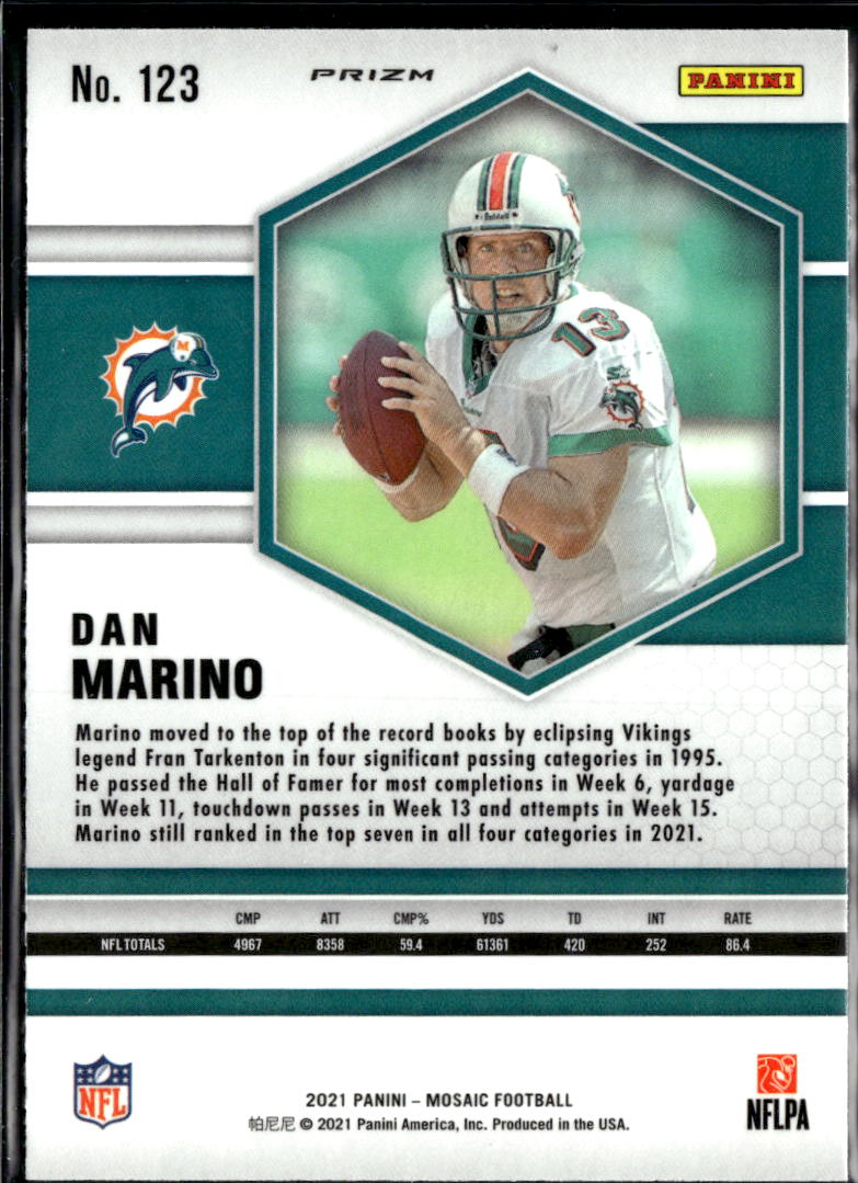 Dan Marino 2021 Mosaic Peacock Prizm SSP SHORTPRINT Miami Dolphins