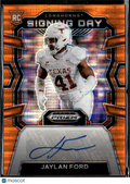 Jaylan Ford 2024 Prizm Draft Auto Autograph Orange Pulsar 43/49 Texas Longhorns