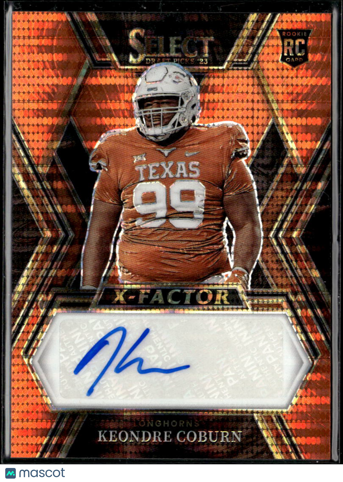 Keondre Coburn 2023 Select Auto Autograph RC Orange 11/30 Texas Longhorns