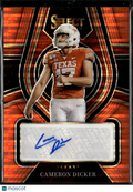 Cameron Dicker 2022 Select Auto Autograph RC Orange 12/30 Texas Longhorns