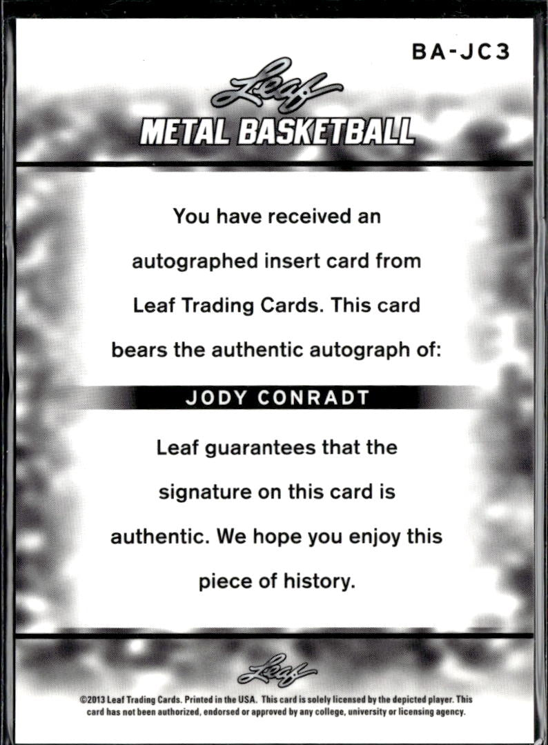 Jody Conradt 2013 Leaf Metal Inscription Hookem Auto Autograph Texas Longhorns