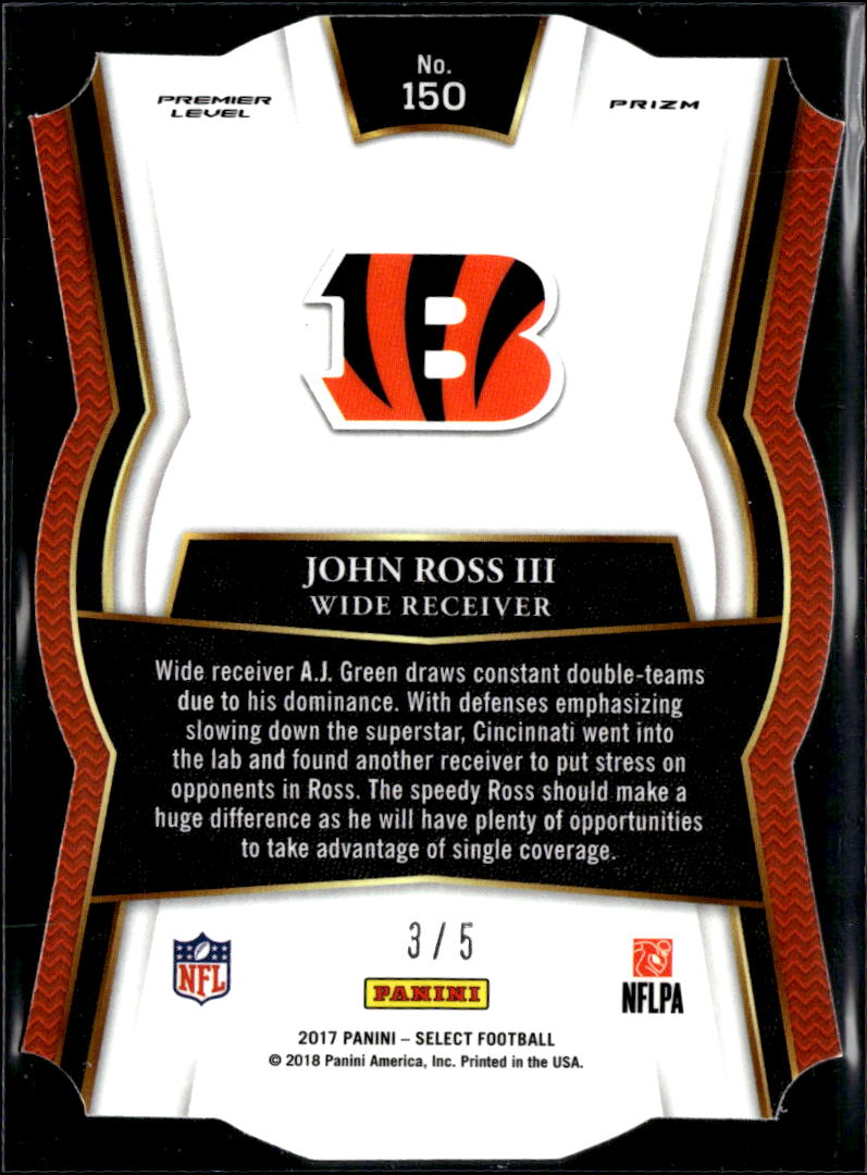 John Ross III 2017 Select Emerald Green Prizm Rookie RC 3/5 Cincinnati Bengals