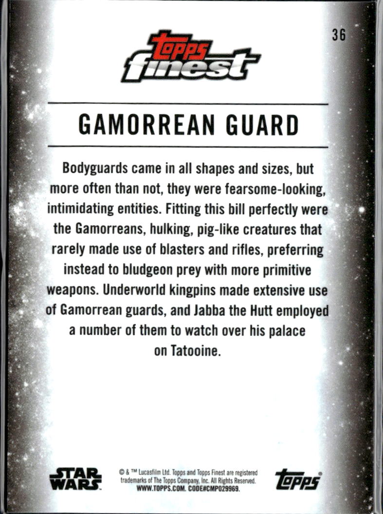 Gamorrean Guard 2018 Topps Finest Star Wars Green Refractor 77/99 #36