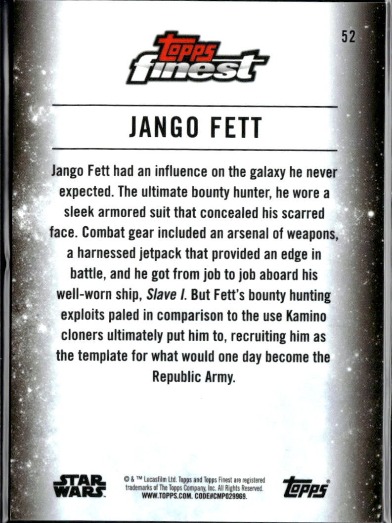 Jango Fett 2018 Topps Finest Star Wars Blue Refractor 120/150 #52