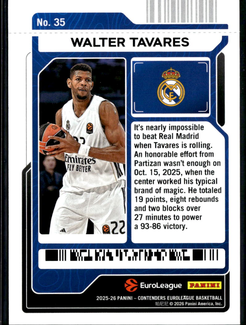 Walter Tavares 2026 Contenders EuroLeague Cracked Ice 24/25 Real Madrid