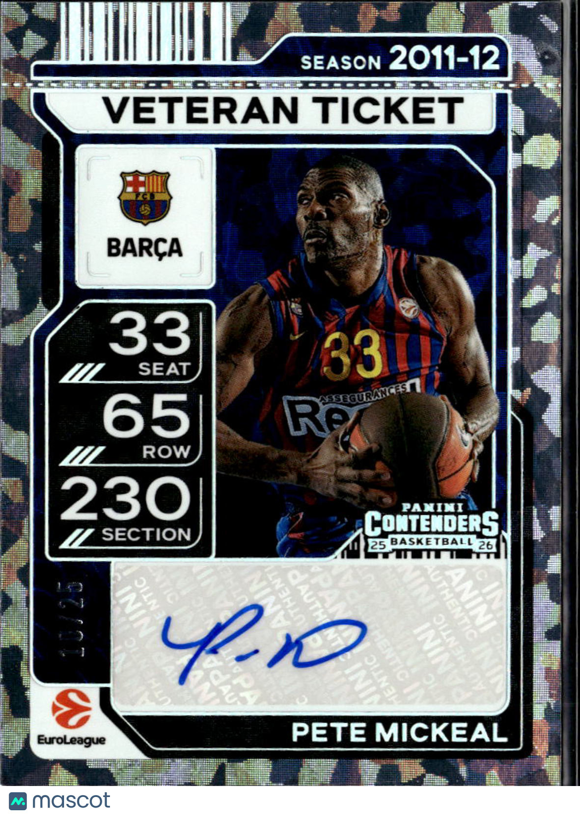 Pete Mickeal 2026 Contenders Auto Autograph Cracked Ice 10/25 FC Barcelona