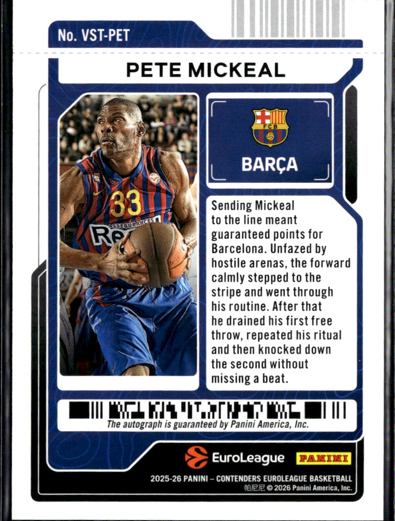Pete Mickeal 2026 Contenders Auto Autograph Cracked Ice 10/25 FC Barcelona