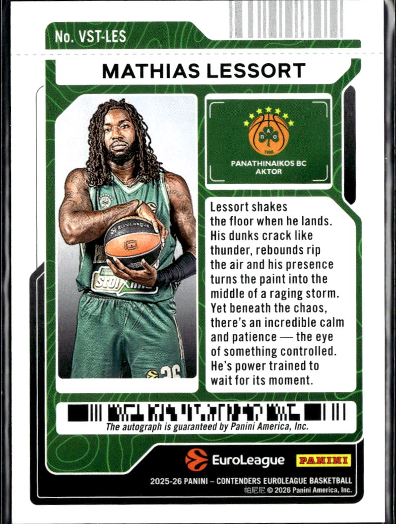 Mathias Lessort 2026 Contenders Auto Autograph Cracked Ice 23/25 BC Aktor