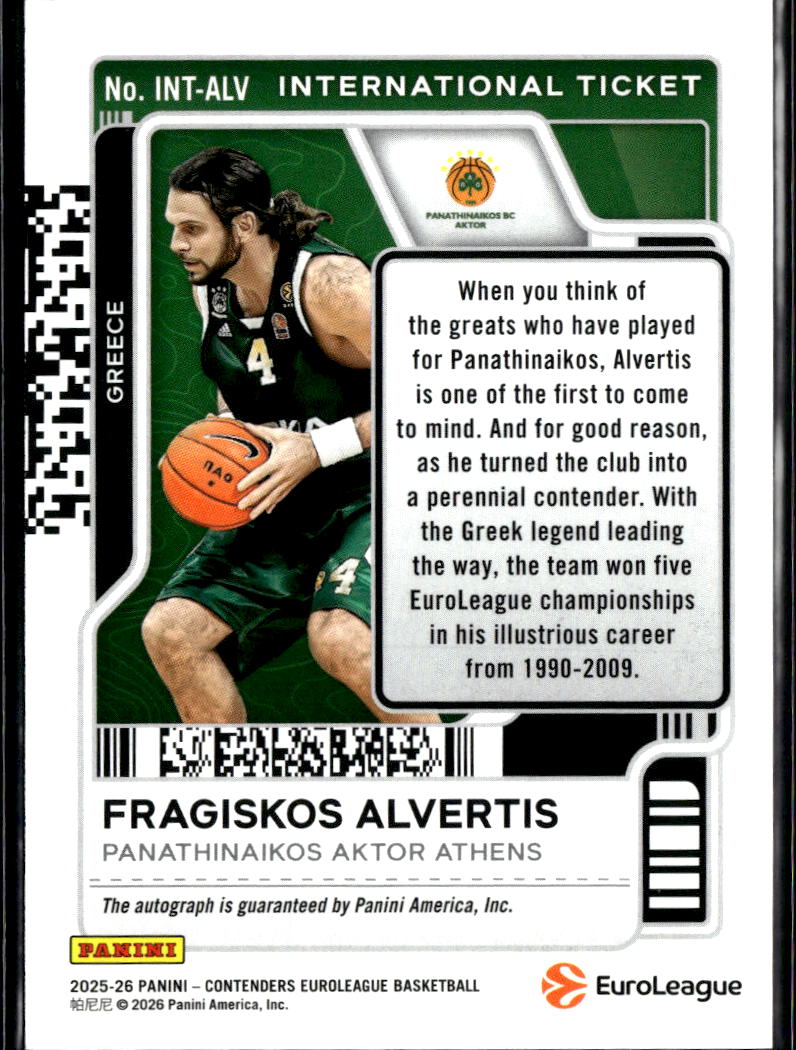 Fragiskos Alvertis 2026 Contenders Auto Autograph Cracked Ice 18/25 Aktor Athens