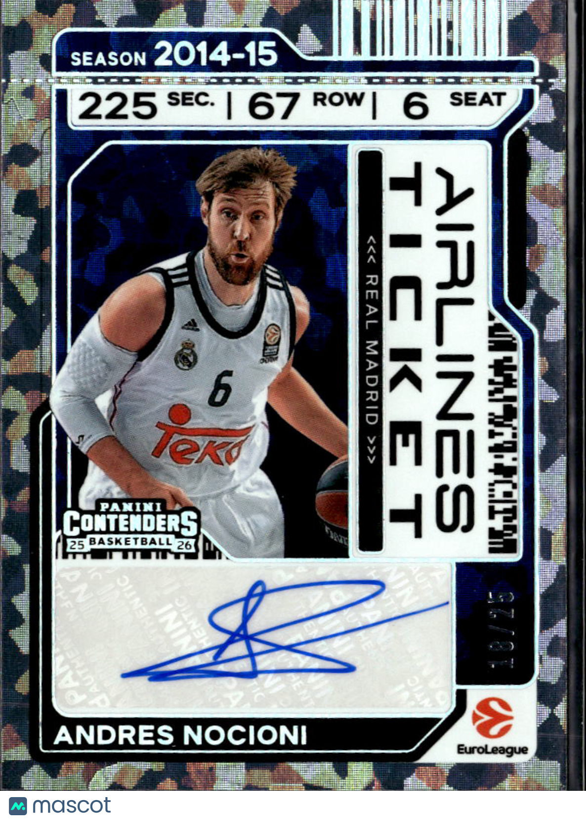 Andres Nocioni 2026 Contenders Auto Autograph Cracked Ice 18/25 Real Madrid