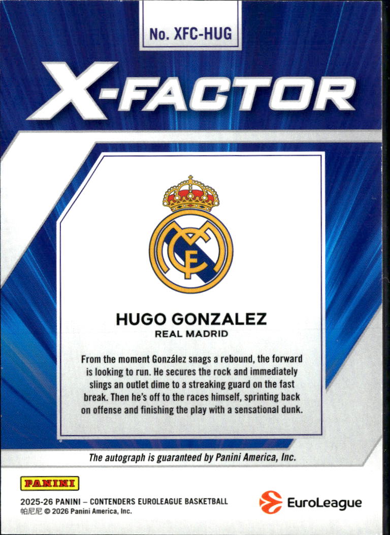Hugo Gonzalez 2026 Contenders EuroLeague Auto Autograph RC 41/49 Celtics