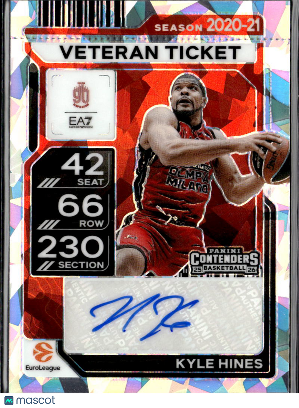 Kyle Hines 2026 Contenders EuroLeague Auto Autograph Cracked Ice 6/23 Milano