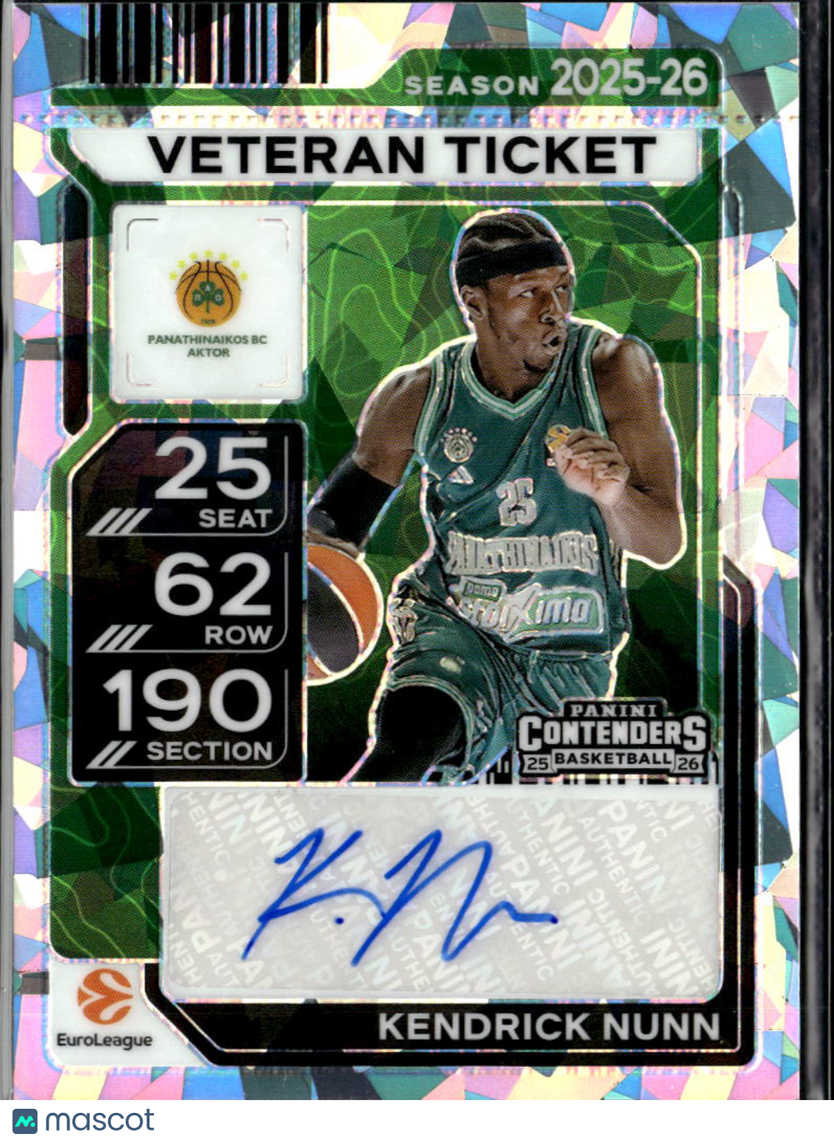 Kendrick Nunn 2026 Contenders EuroLeague Auto Autograph Ice /23 Panathinaikos BC