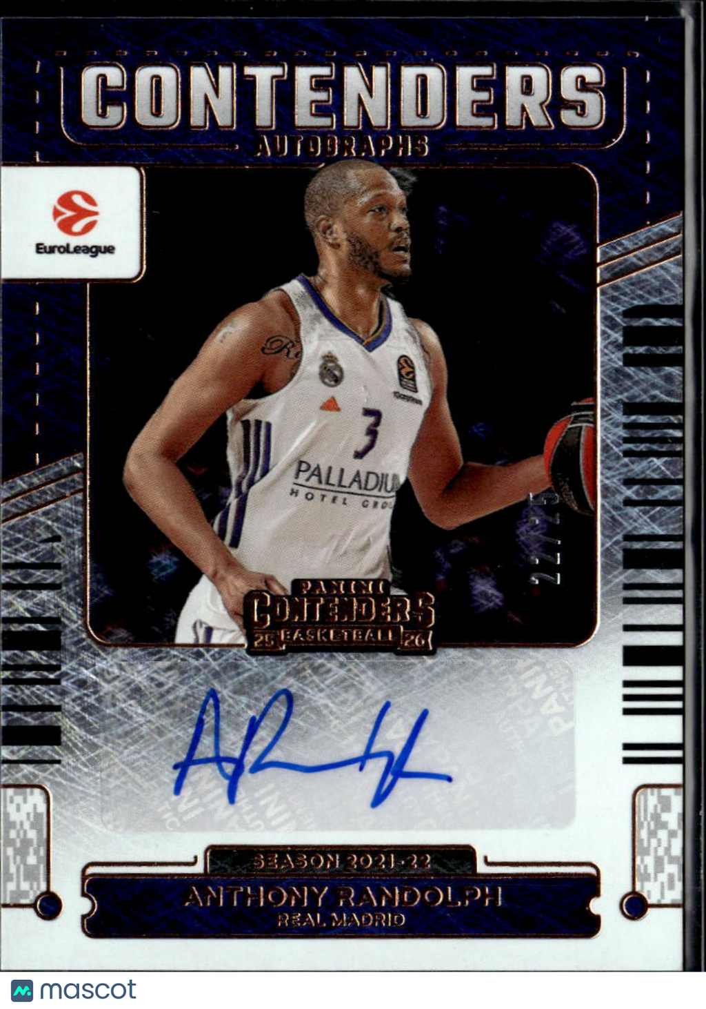 Anthony Randolph 2026 Contenders EuroLeague Auto Autograph 22/25 Real Madrid