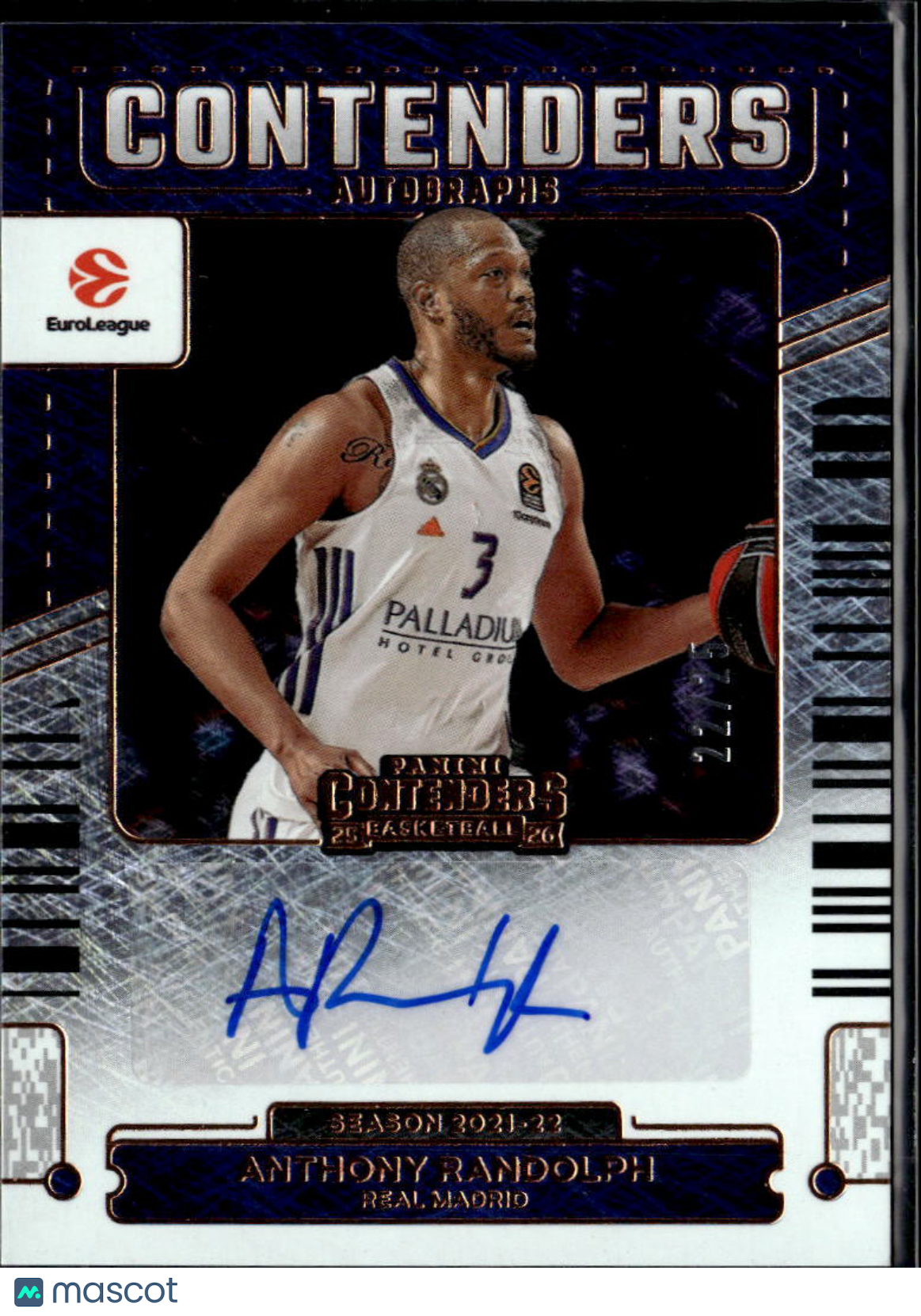 Anthony Randolph 2026 Contenders EuroLeague Auto Autograph 22/25 Real Madrid