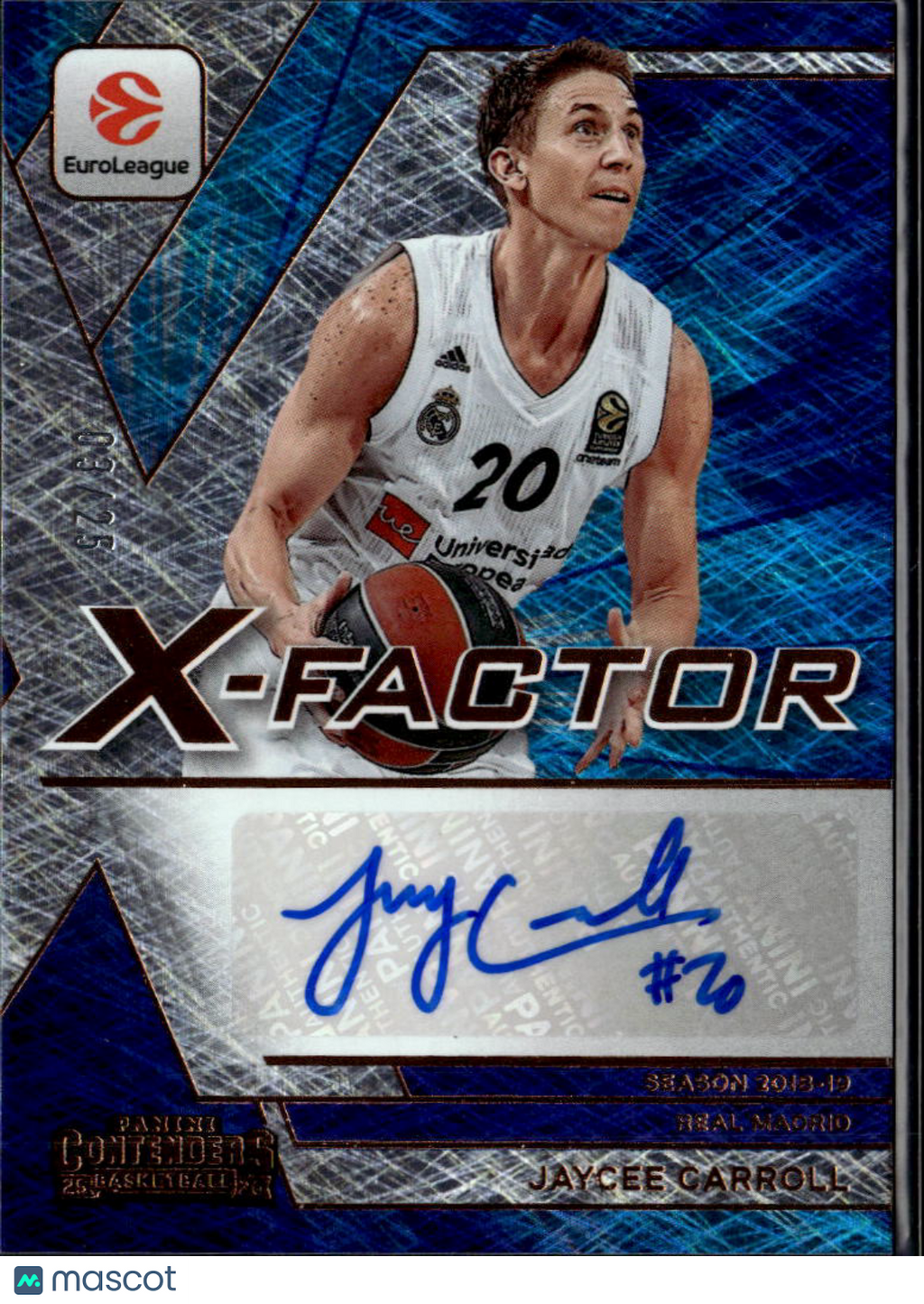 Jaycee Carroll 2026 Contenders EuroLeague Auto Autograph 3/25 Real Madrid