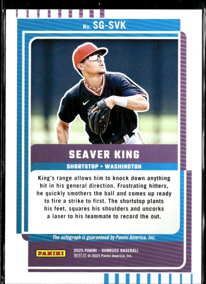 Seaver King 2025 Donruss Auto Autograph GOLD 1/10 Washington Nationals