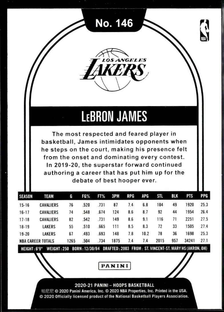 LeBron James 2020-21 NBA Hoops Red Parallel 57/75 Los Angeles Lakers