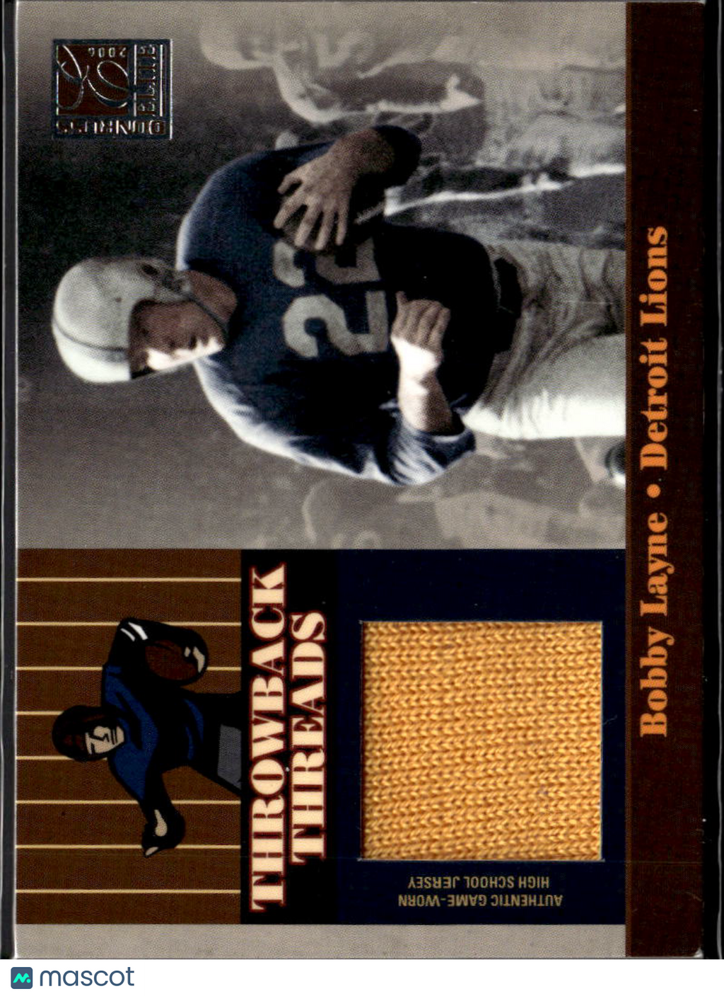 Bobby Layne 2006 Elite Game-Worn High School Jersey Patch 189/249 Detroit Lions