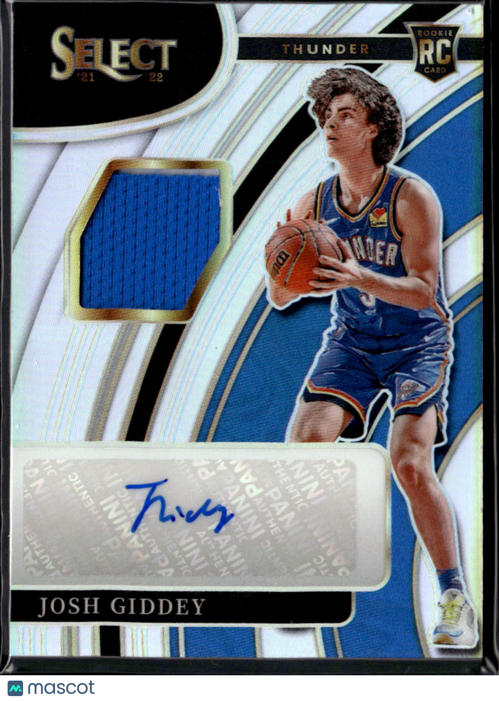 Josh Giddey 2021-22 Select Auto Autograph Patch RC 189/199 Oklahoma City Thunder