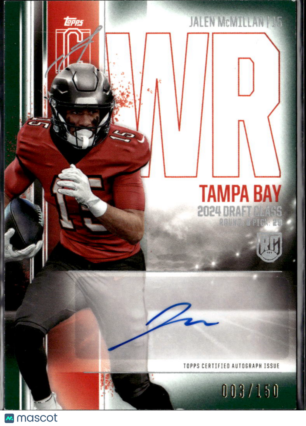 Jalen McMillan 2024 Topps Signature Class Auto Autograph RC 3/150 Buccaneers
