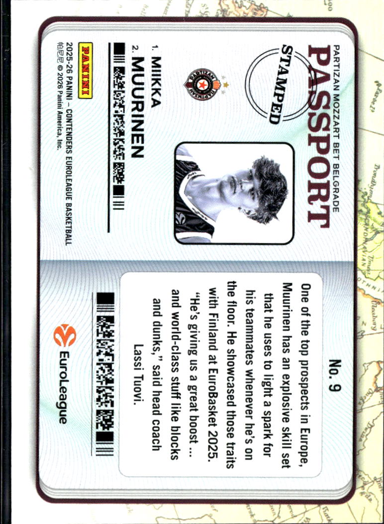 Miikka Muurinen 2025-26 Contenders EuroLeague Passport CASE HIT Bet Belgrade