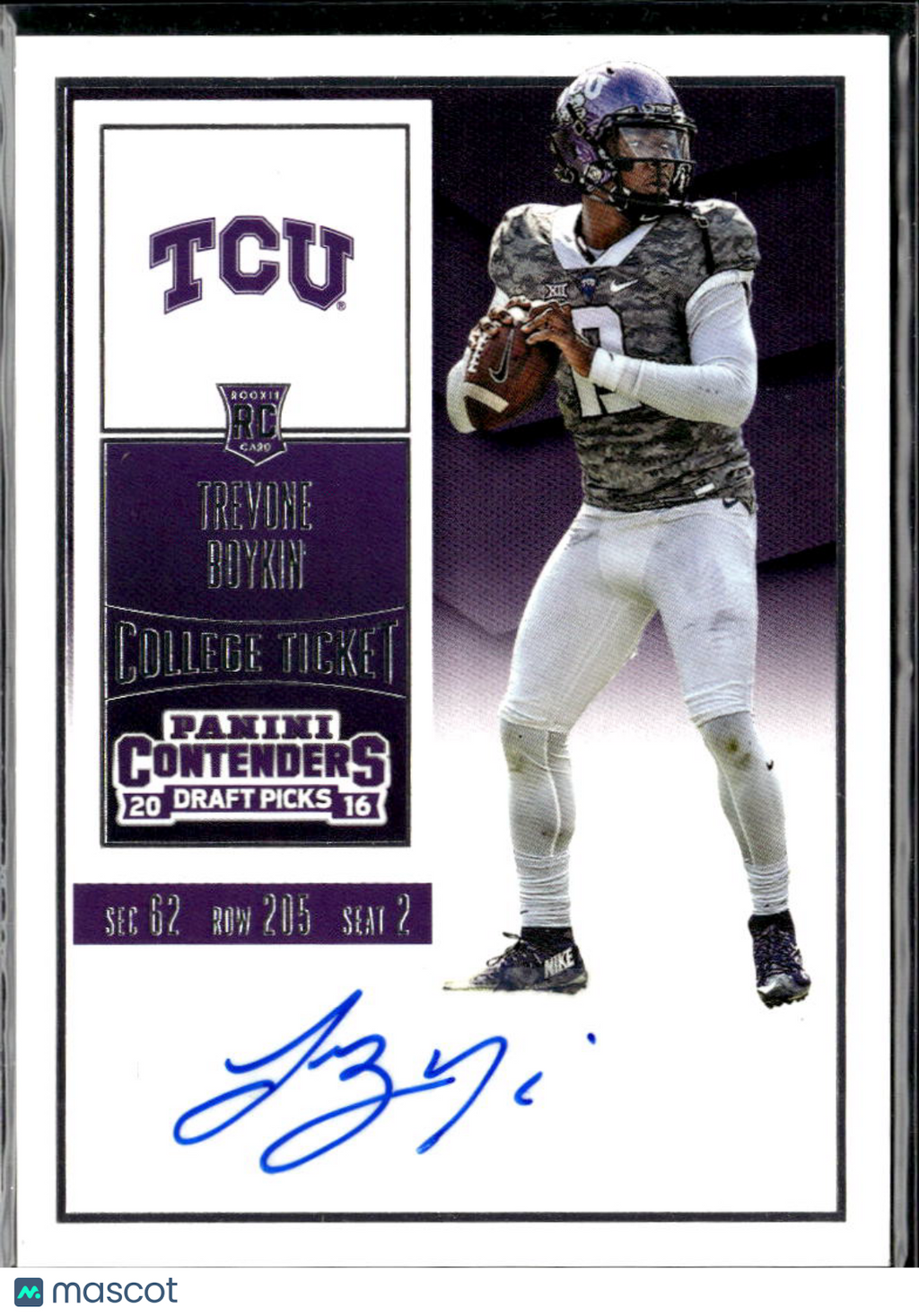 Trevone Boykin 2016 Contenders Auto Autograph RC TCU Horned Frogs