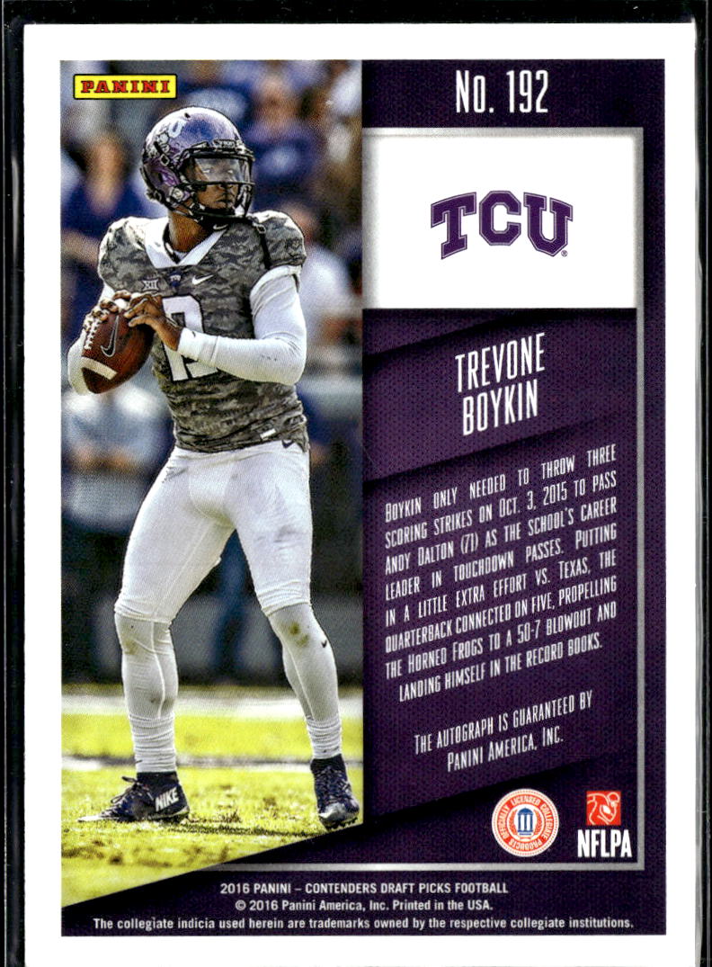 Trevone Boykin 2016 Contenders Auto Autograph RC TCU Horned Frogs
