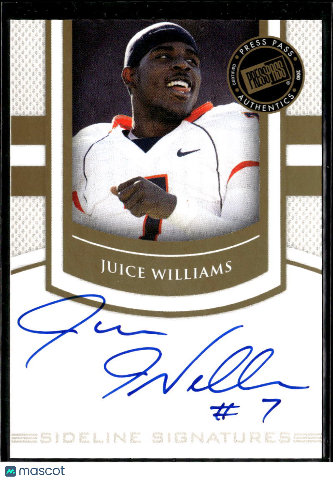 Juice Williams 2010 Press Pass Sideline GOLD Auto Autograph RC Illinois