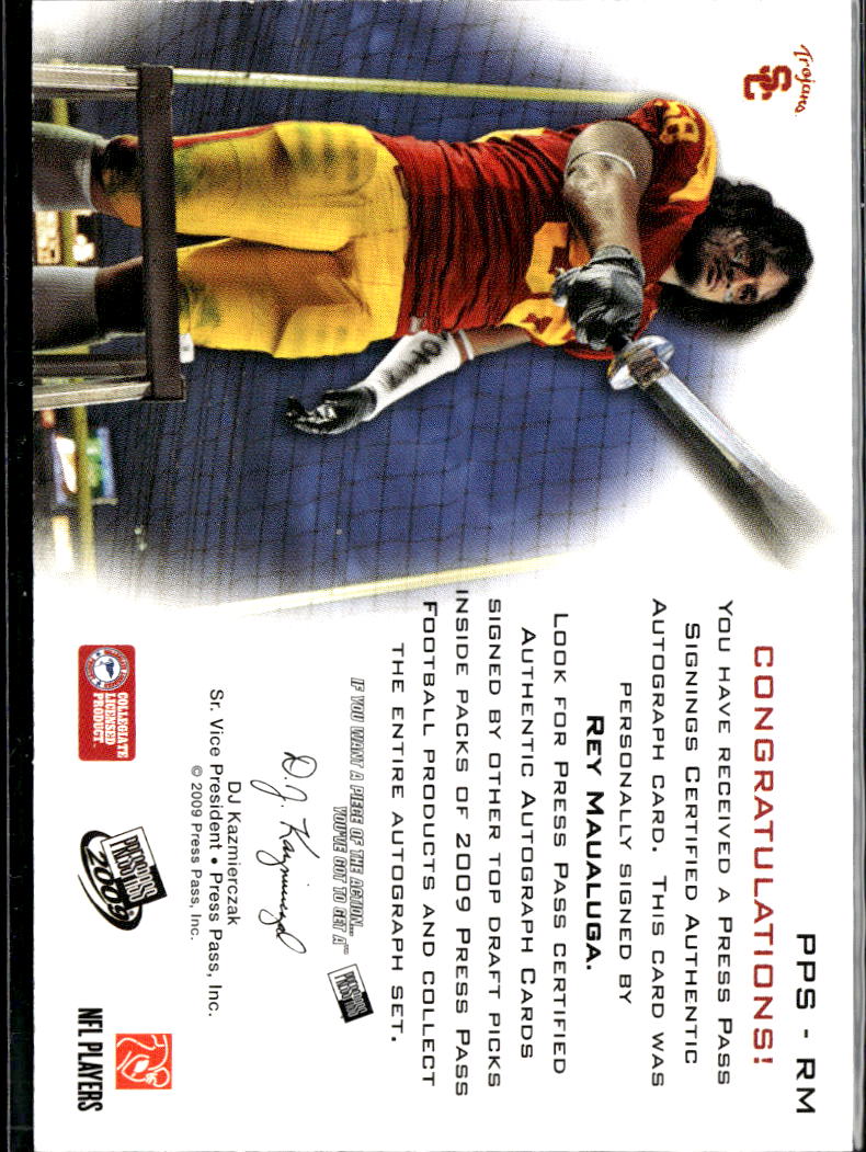 Rey Maualuga 2009 Press Pass Authentics Auto USC Trojans