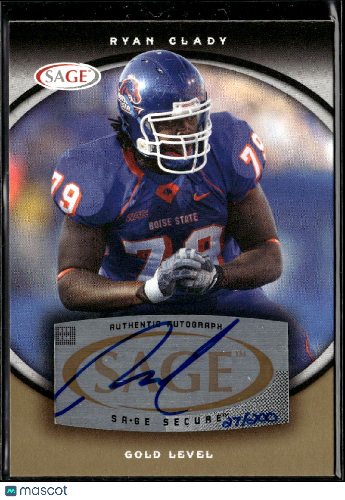 Ryan Clady 2008 SAGE HIT GOLD Auto Autograph RC 27/200 Boise State Broncos