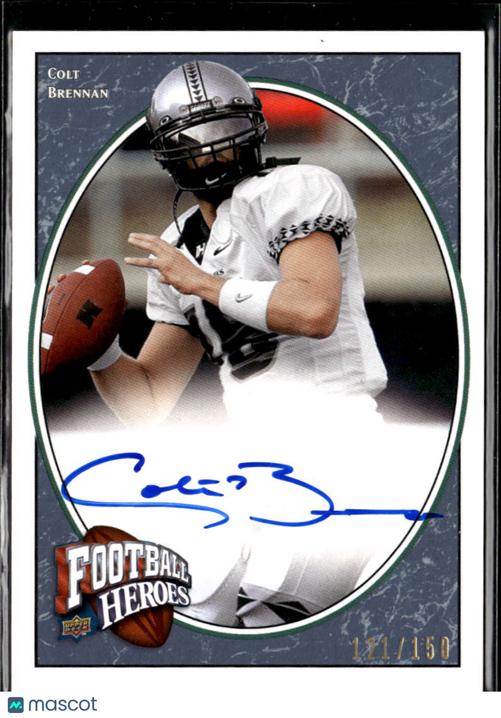Colt Brennan 2008 Upper Deck On Card Auto Autograph RC Hawaii 121/150