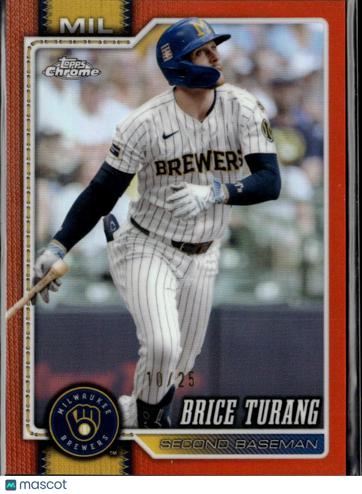 Brice Turang 2026 Topps Chrome Orange Refractor 10/25 Milwaukee Brewers