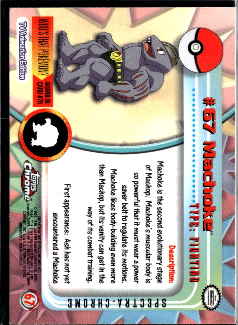 Machoke 2000 Topps Chrome Pokemon Spectra Refractor #67