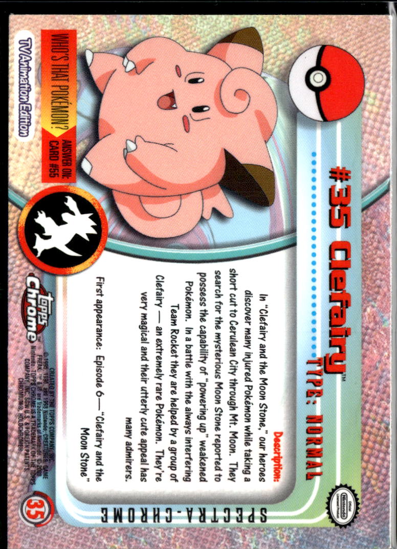 Clefairy 2000 Topps Chrome Pokemon Spectra Refractor #35