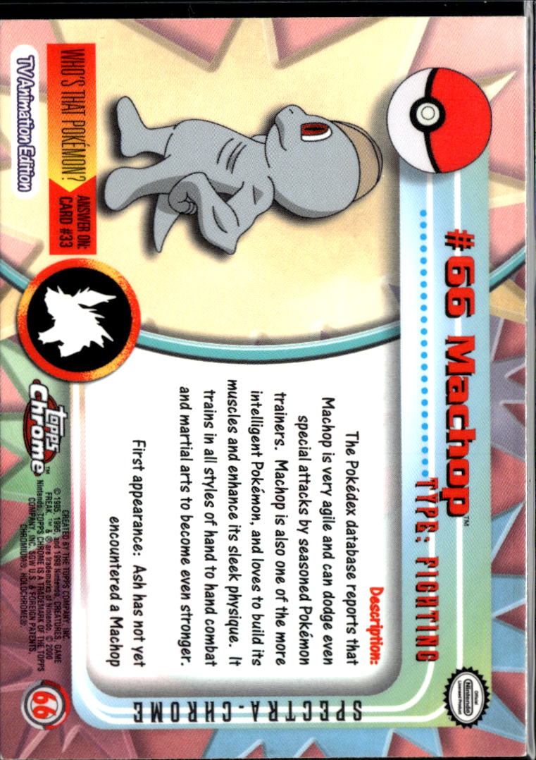 Machop 2000 Topps Chrome Pokemon Spectra Refractor #66