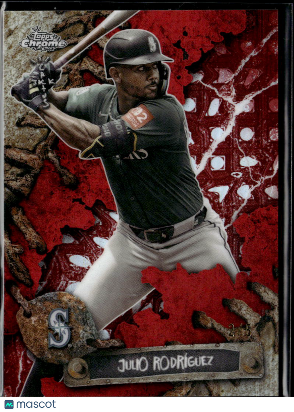 Julio Rodríguez 2026 Topps Chrome Red Refractor 2/5 #45 Seattle Mariners