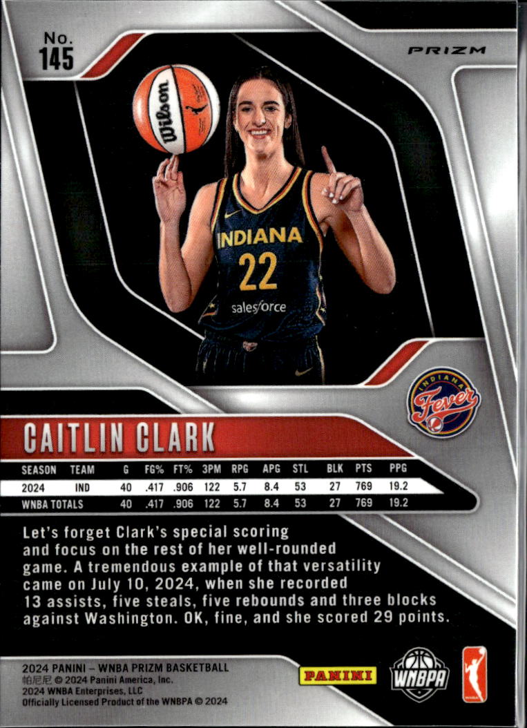 Caitlin Clark 2024 Prizm Checkerboard SSP Prizm Rookie RC #145 Indiana Fever