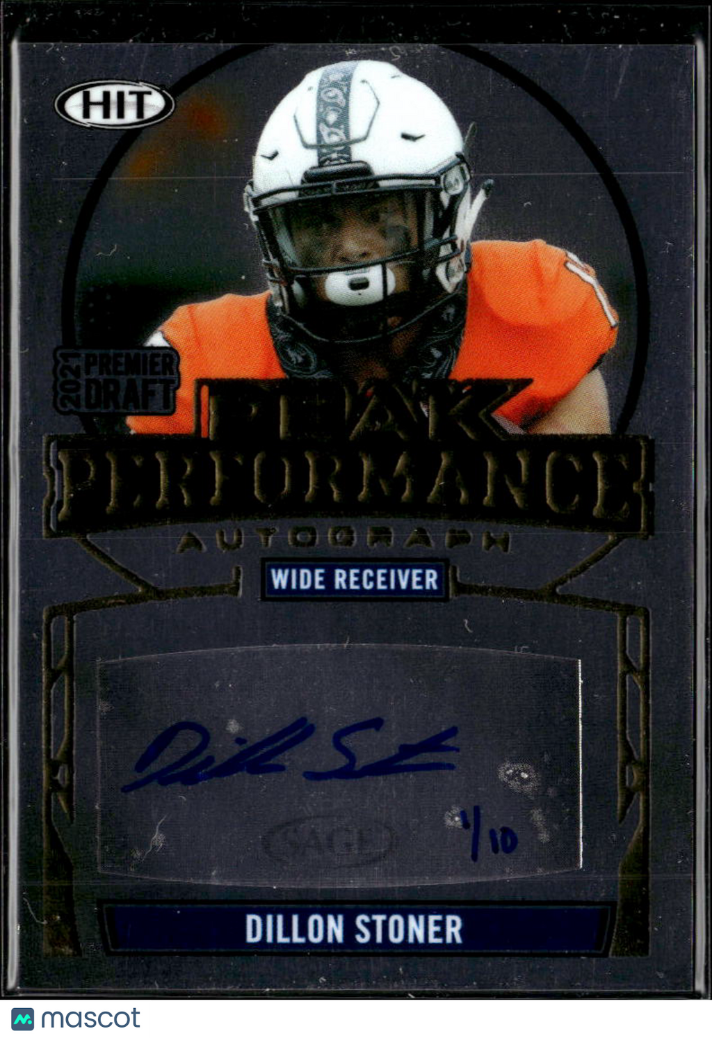 Dillon Stoner 2021 SAGE Hit Auto Autograph RC 1/10 Oklahoma State Cowboys
