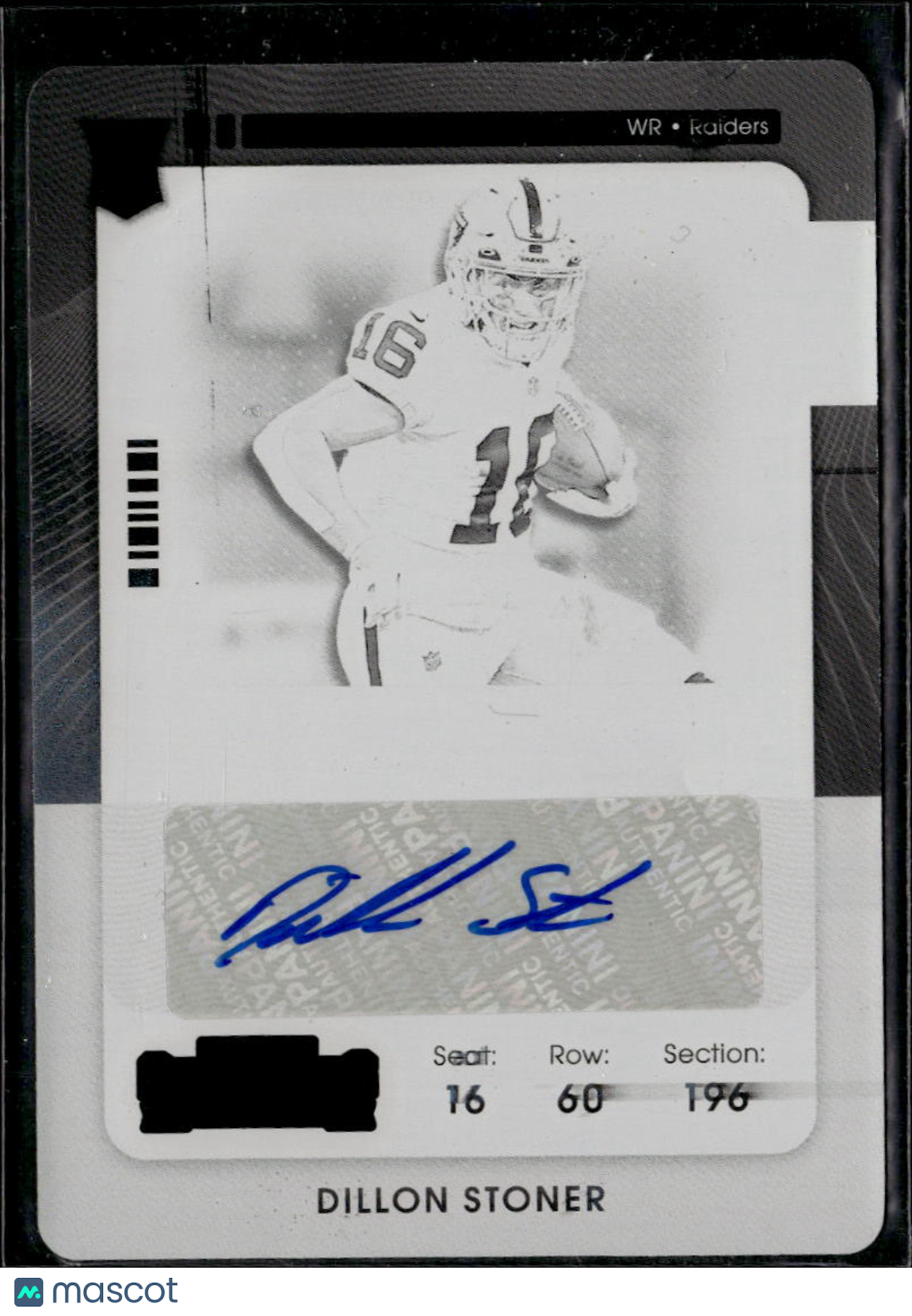 Dillon Stoner 2021 Contenders Black Printing Plate Auto Autograph 1/1 Raiders