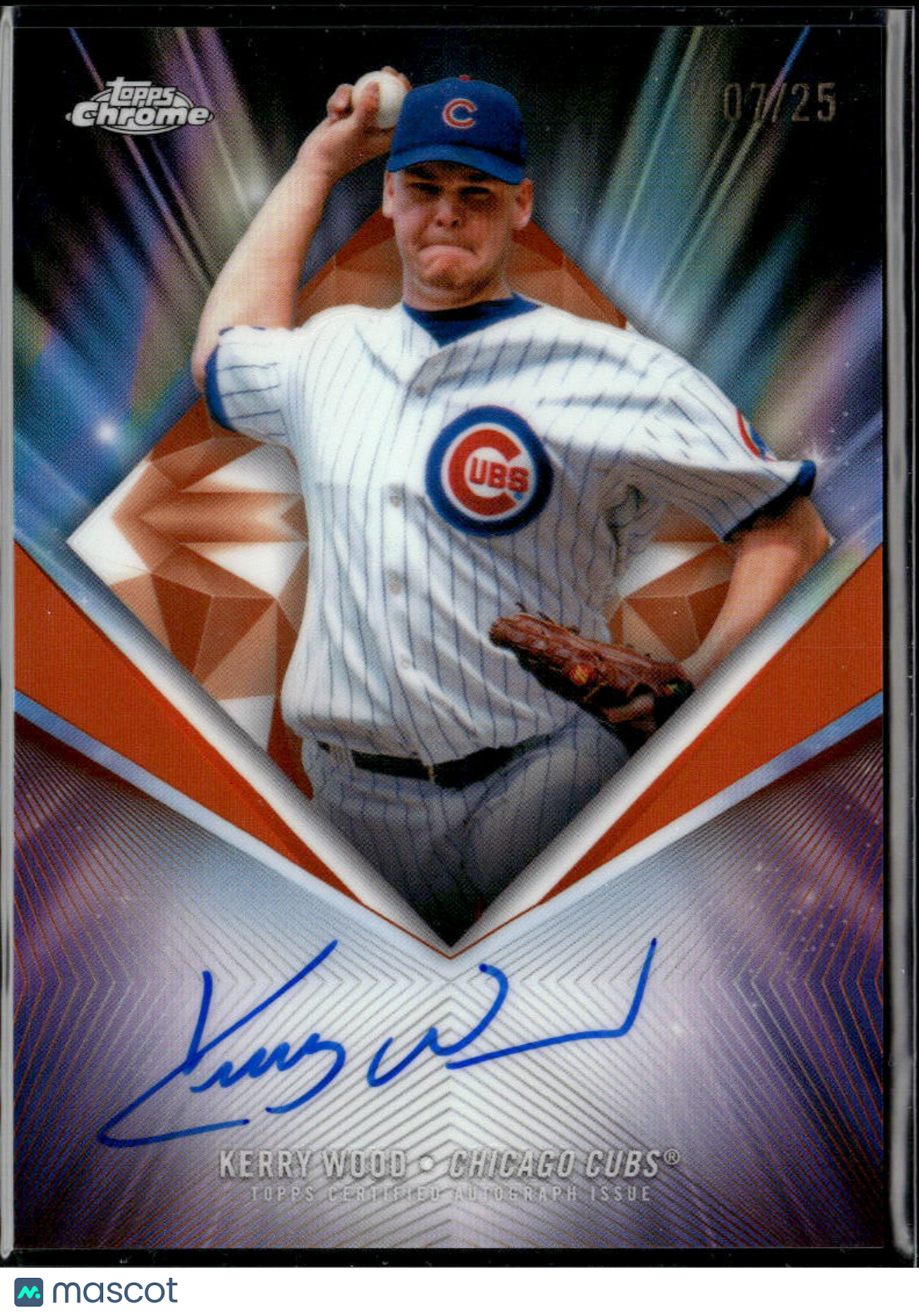 Kerry Wood 2026 Topps Chrome Auto Autograph Orange 7/25 Chicago Cubs