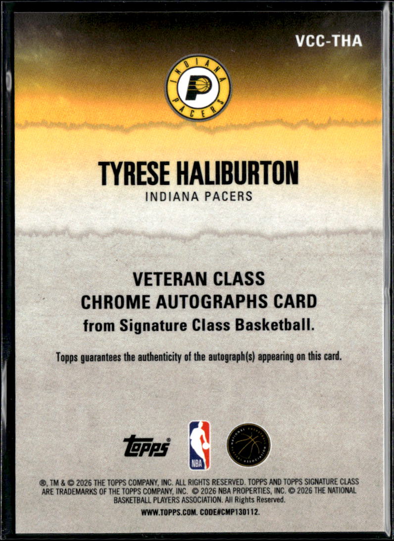 Tyrese Haliburton 2026 Topps Signature Class Basketball Auto Indiana Pacers