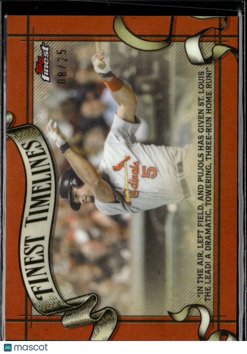 Albert Pujols 2026 Topps Finest Timelines Orange Refractor /25 Stl Cardinals