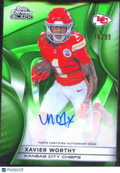 Xavier Worthy 2025 Topps Chrome Black Auto Autograph Green RC 74/99 KC Chiefs