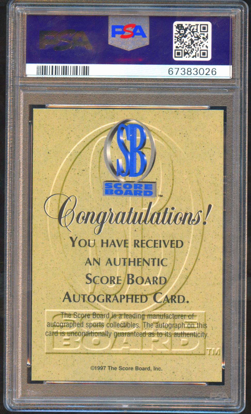 Tim Duncan 1997 Score Board Auto Autograph RC Rookie Wake Forest Spurs PSA 8