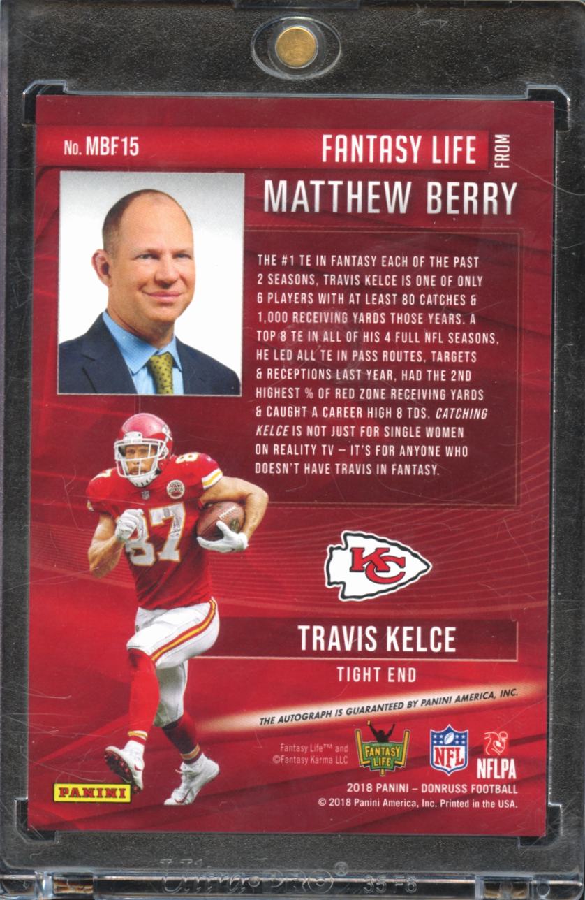 Travis Kelce 2018 Donruss Fantasy Life Auto Autograph 46/49 Kansas City Chiefs