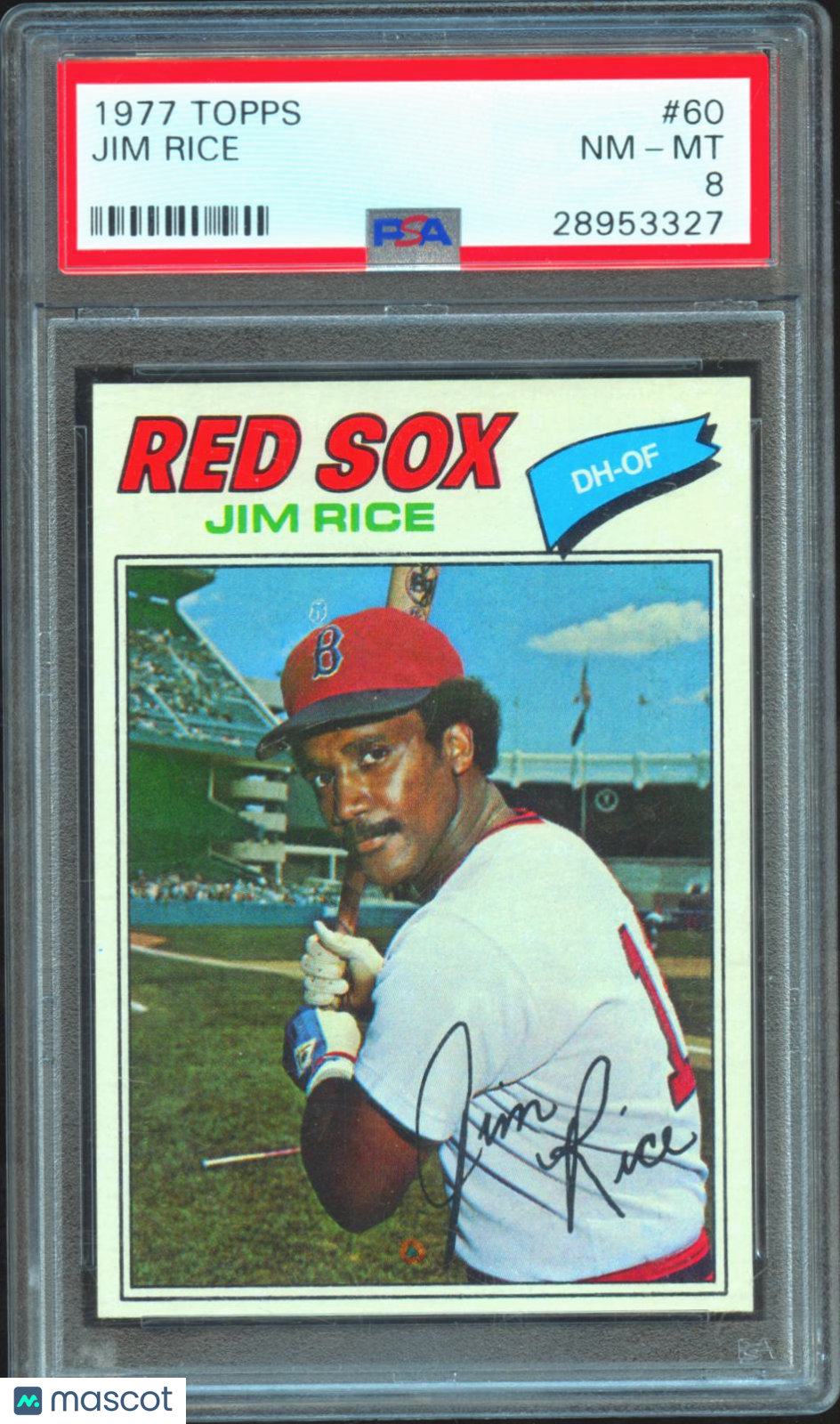 Jim Rice 1977 Topps Baseball Card Boston Red Sox #60 PSA 8