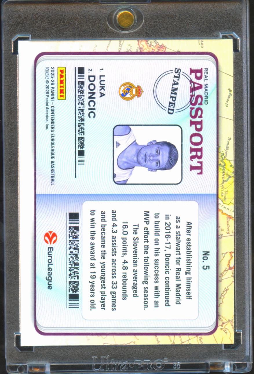 Luka Doncic 2025-26 Contenders EuroLeague Passport SSP CASE HIT Real Madrid
