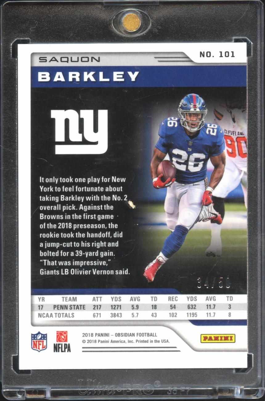 Saquon Barkley 2018 Obsidian Orange Rookie RC 34/50 New York Giants
